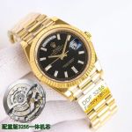 Rolex Daydate 40mm 3255 Movement Gold Bracelet Black/White/Gold/Green Face Watch